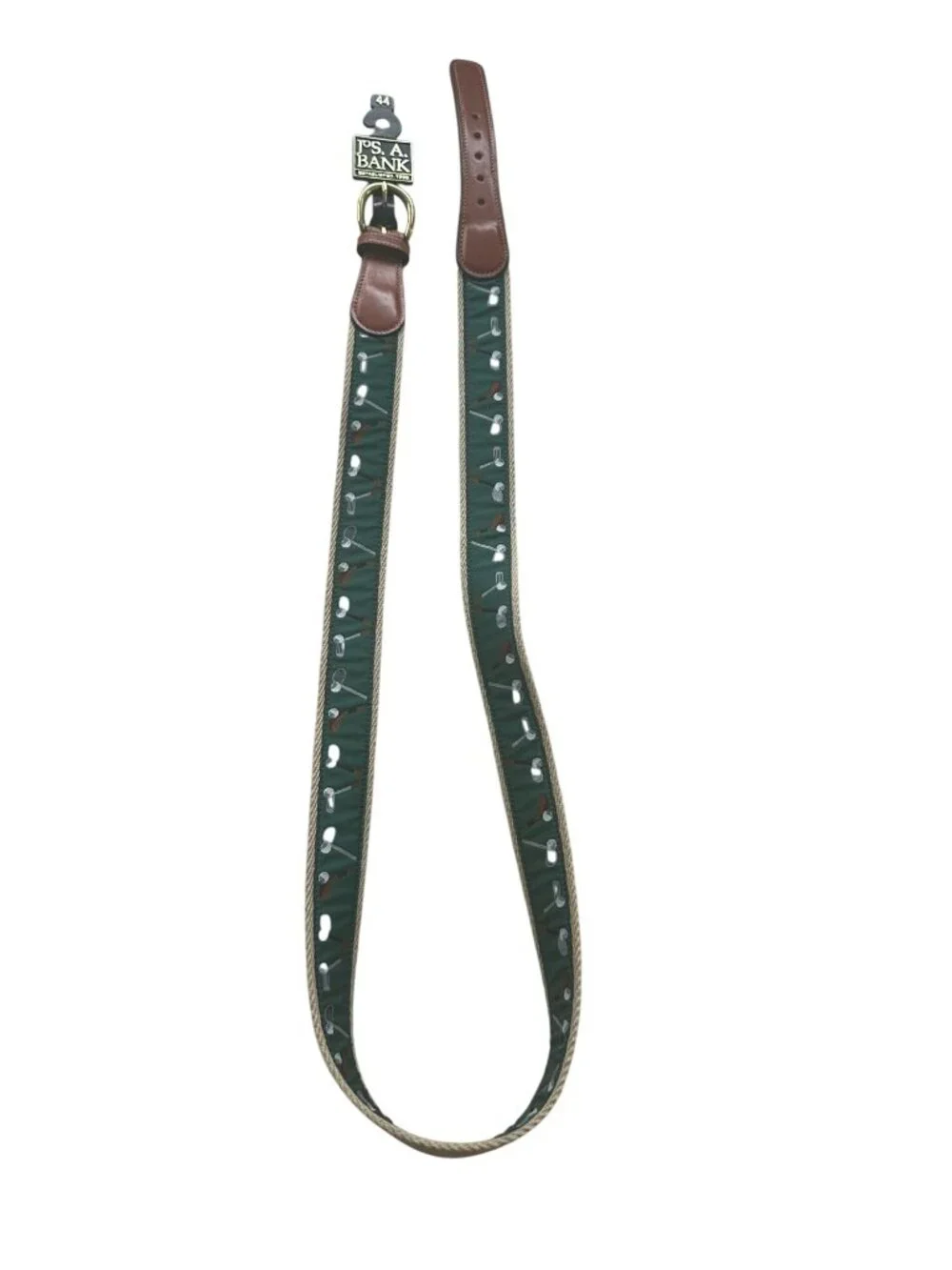 JOS A BANK Men's Golf Print Green Belt Size 44 NEW NWT